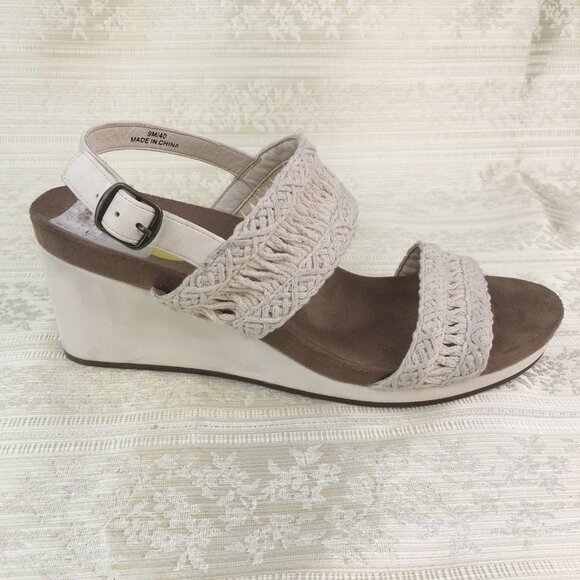 Lucky Brand Kemmer Boho Crochet Wedge Sandals 9M - Picture 2 of 8